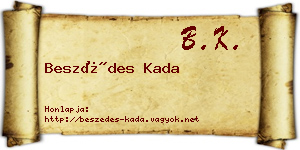 Beszédes Kada névjegykártya
